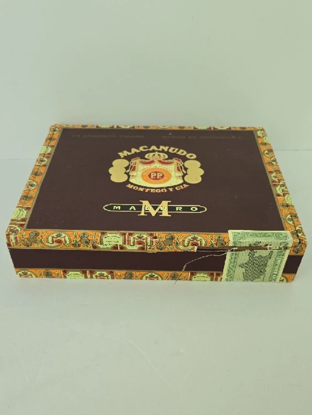 Vintage Macanudo Maduro Empty Wooden Cigar Box Barob De Rothschild